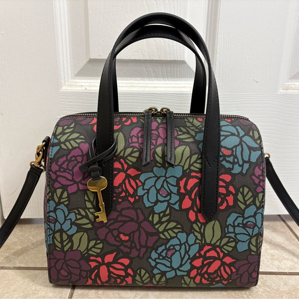 Fossil Sydney Satchel Dark Floral
